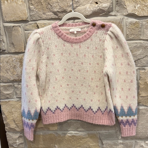 LoveShackFancy Sweaters - LoveShackFancy Cashmere Pink and White Patterned Women's  Alpaca Sweater